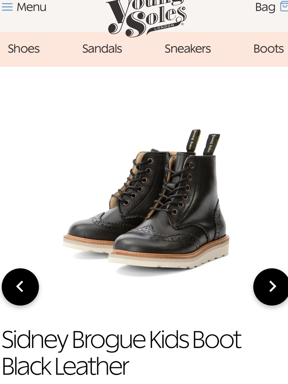 Sidney Brogue Kids Boot in Black